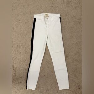 White Skinny Jeans with Black Side Stripe